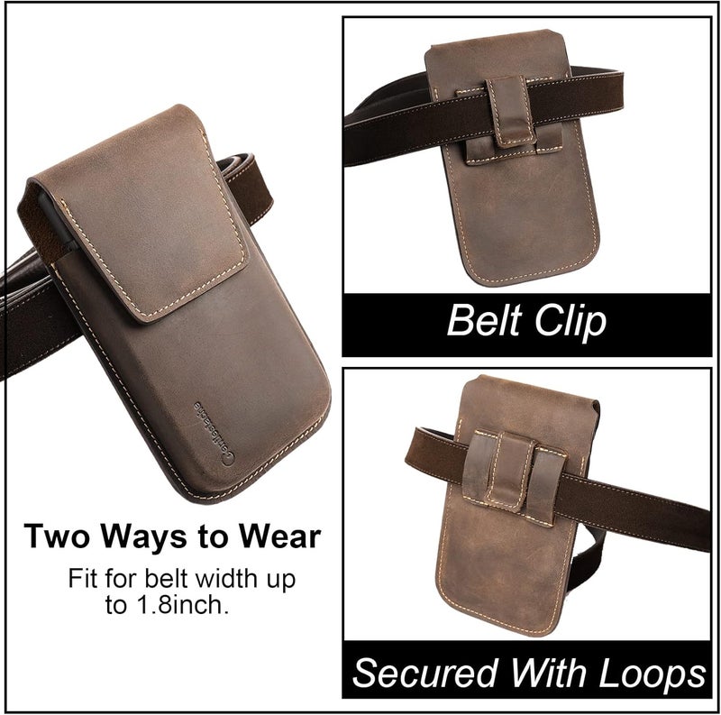 Gentlestache Leather Phone Holster for iPhone 17 16 15 14 Pro Max & Plus - Belt Clip Cell Phone Case for S25 S24 Ultra & Plus - Magnetic Closure Leather Belt Holder Pouch, XL, Darkbrown - Image 4